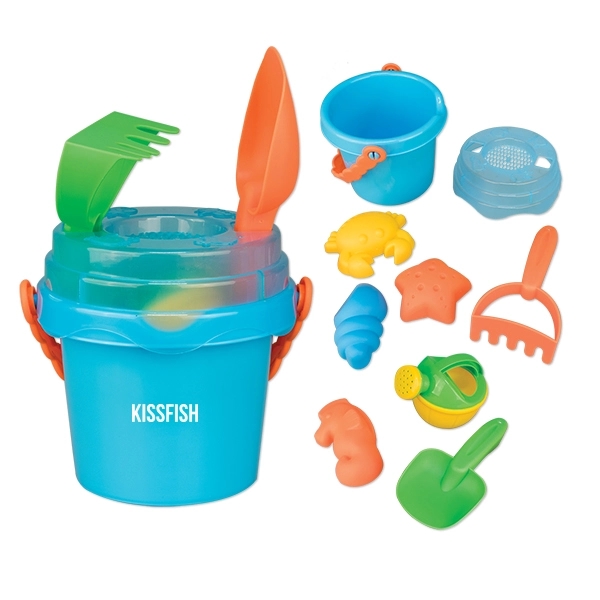 Miniature sand pail with lid and toys, including sifter, shovel, rake,... from ASI 98360 WOWLine / WOWLine®
