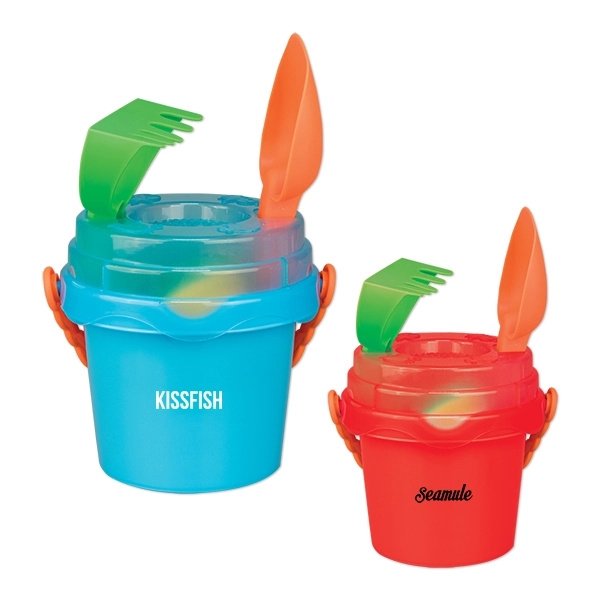 Miniature sand pail with lid and toys, including sifter, shovel, rake,... from ASI 98360 WOWLine / WOWLine®