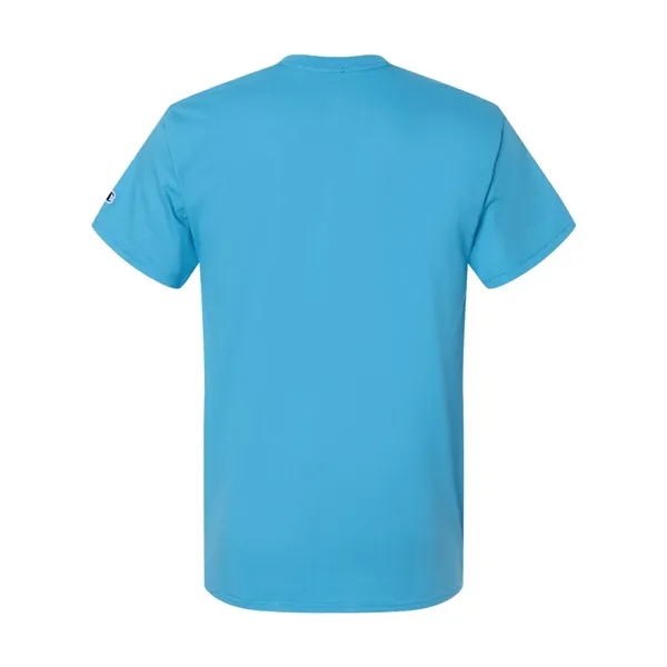 Cotton short sleeve T-shirt made with a tag-free neck label, shoulder-to-shoulder... from ASI 84358 S&S Activewear