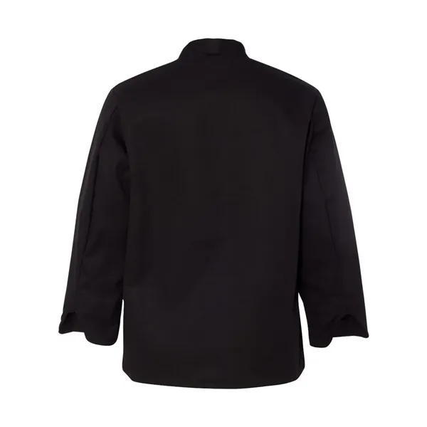 Black traditional chef coat, double breasted with eight black pearl buttons.... from ASI 84358 S&S Activewear