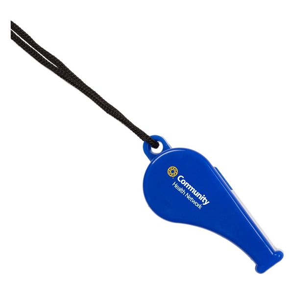 1 7/8" plastic whistle on breakaway 18" lanyard cord.... from ASI 43442 ZZ DROPPED - High Caliber Line USA