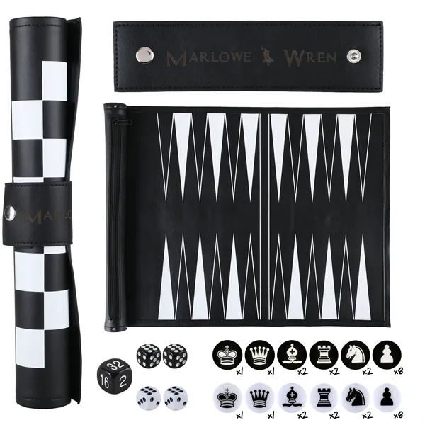 Premium roll-up travel game set with chess, checkers and backgammon in... from ASI 61966 HPG / OrigAudio HPG Gold