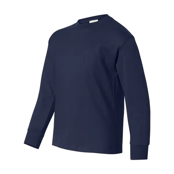Long sleeve T-shirt for youth with lay flat collar, tag-free neck... from ASI 84358 S&S Activewear