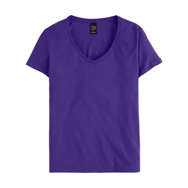 Women's V-neck T-shirt made of cotton/polyester with contoured, side-seamed feminine fit.... from ASI 84358 S&S Activewear