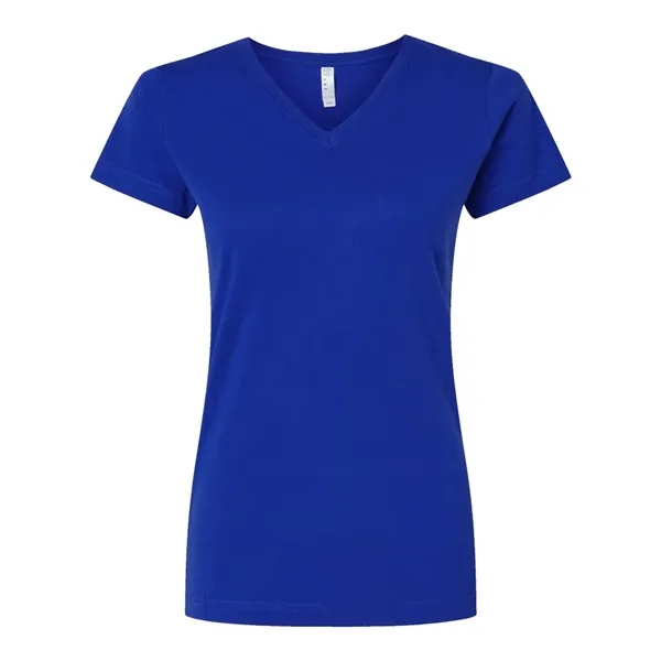 Women's fine jersey longer length V-neck T-shirt. Blank product.... from ASI 84358 S&S Activewear
