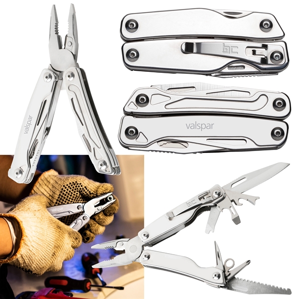 11-in-1 stainless steel multi-tool with pliers, a wire cutter, screwdriver, and... from ASI 88060 Snugz/USA Inc / Sweda®