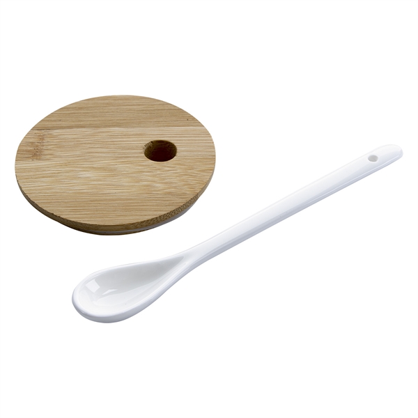 Ceramic mug that holds 12 oz. and has a bamboo lid... from ASI 61125 Hit Promotional Products