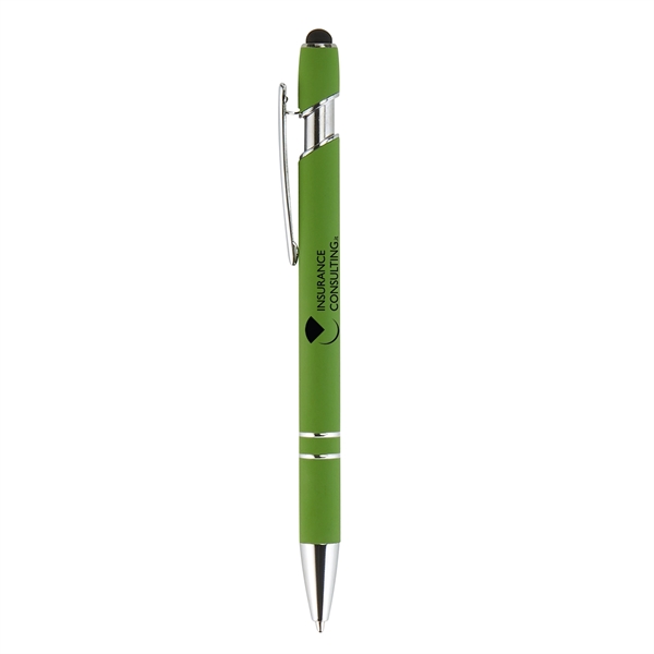 5 5/8" x 3/8" ABS plastic plunger-action ballpoint pen with stylus,... from ASI 52840 Evans Manufacturing