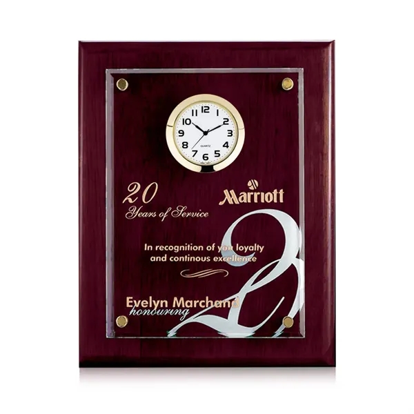 Starfire clock mounted on a highly polished piano finished rosewood plaque.... from ASI 84592 St Regis Group