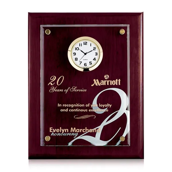 Starfire clock mounted on a highly polished piano finished rosewood plaque.... from ASI 84592 St Regis Group