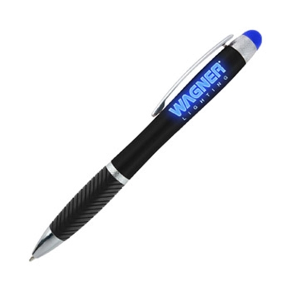 Star light up pen with a metallic barrel, a contoured, ridged... from ASI 90859 Tempo Industries Inc