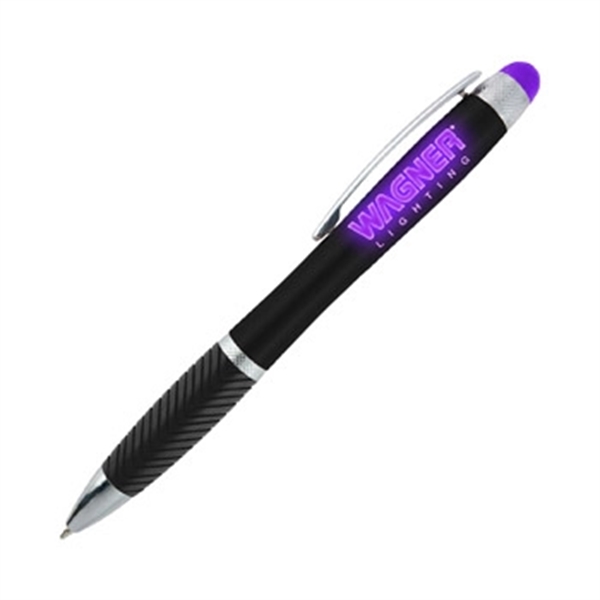 Star light up pen with a metallic barrel, a contoured, ridged... from ASI 90859 Tempo Industries Inc