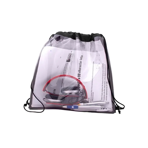 12" z 12" clear PVC backpack with 6" gusset and drawstring... from ASI 79530 Prime Line