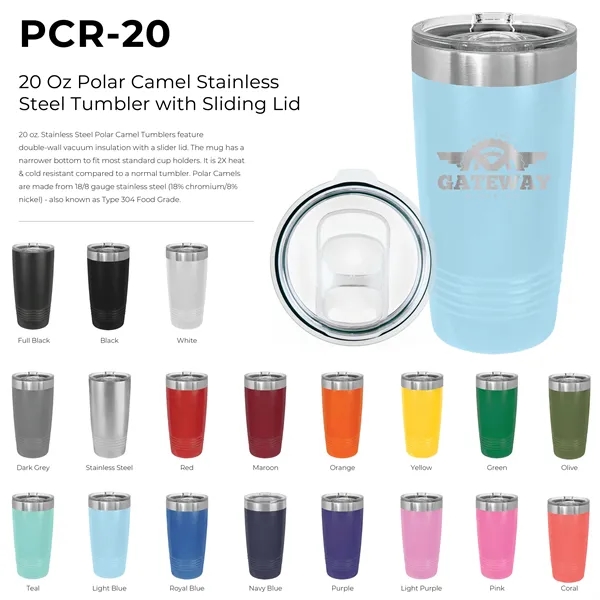 20 oz. stainless steel ringed tumbler with a vacuum sealed, clear-colored... from ASI 74601 Calico