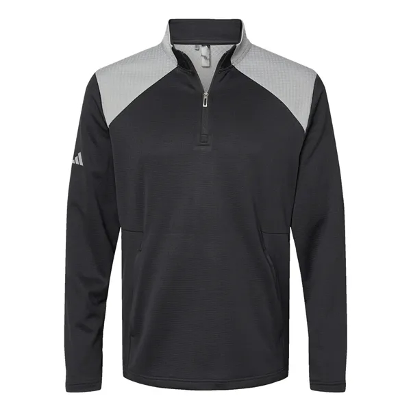 Adidas Textured Mixed Media Quarter-Zip Pullover... from ASI 84358 S&S Activewear