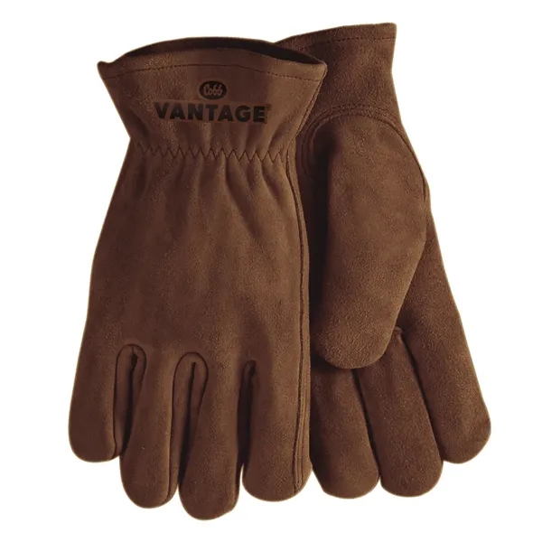 Suede cowhide leather gloves in light gray with a keystone thumb... from ASI 90160 Suntex Industries