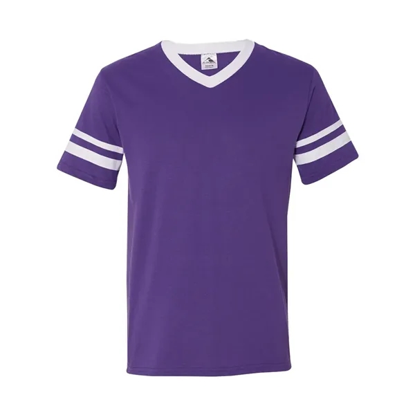 V-neck jersey with striped sleeves. Blank product.... from ASI 84358 S&S Activewear