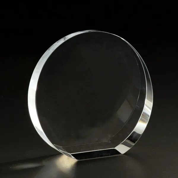 3D circle crystal award with subsurface laser engraved custom logo.... from ASI 68507 The Magnet Group / Benchmark Crystal & Clocks