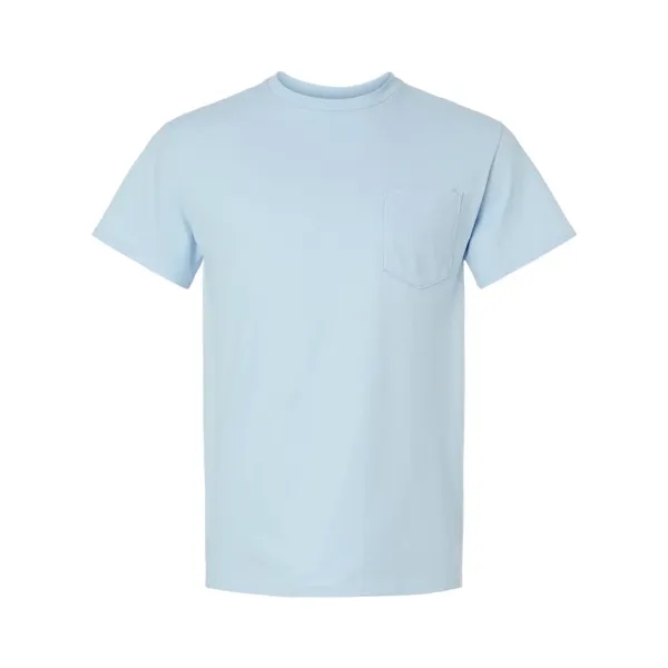 Adult T-shirt with a pocket of 6.0 oz preshrunk 100% cotton.... from ASI 84358 S&S Activewear