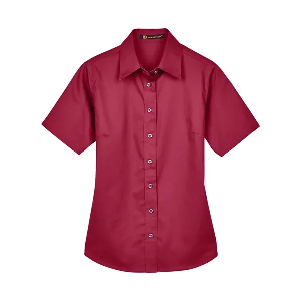 Harriton Women's Easy Blend™ Short-Sleeve Twill Shirt wit...... from ASI 84358 S&S Activewear