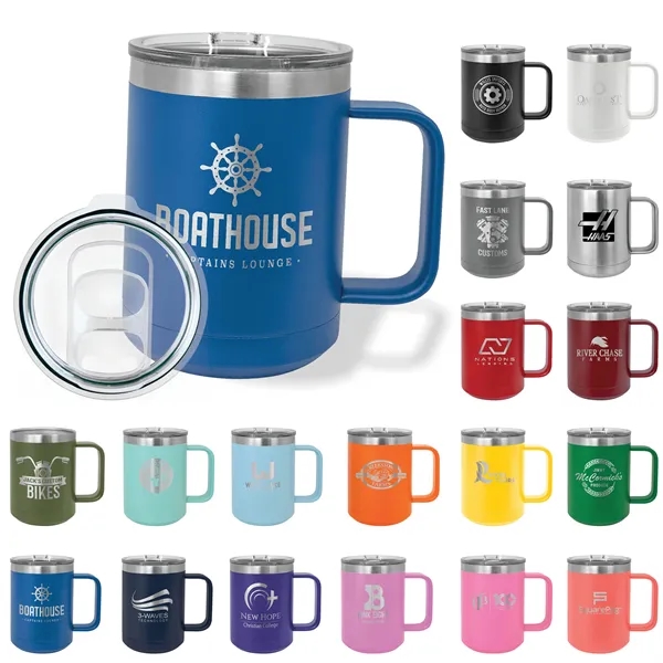 Polar Camel double-wall vacuum insulated stainless steel 15 ounce coffee mug... from ASI 74601 Calico