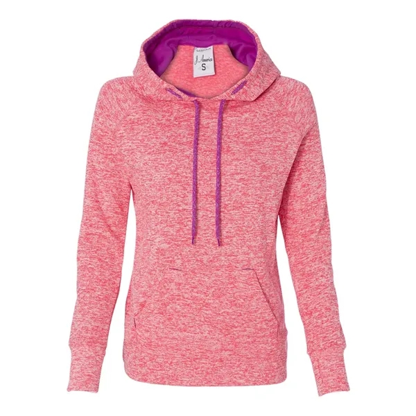 J. America Women's Cosmic Poly Fleece Contrast Hooded Pullover Sweatshirt, blank.... from ASI 84358 S&S Activewear