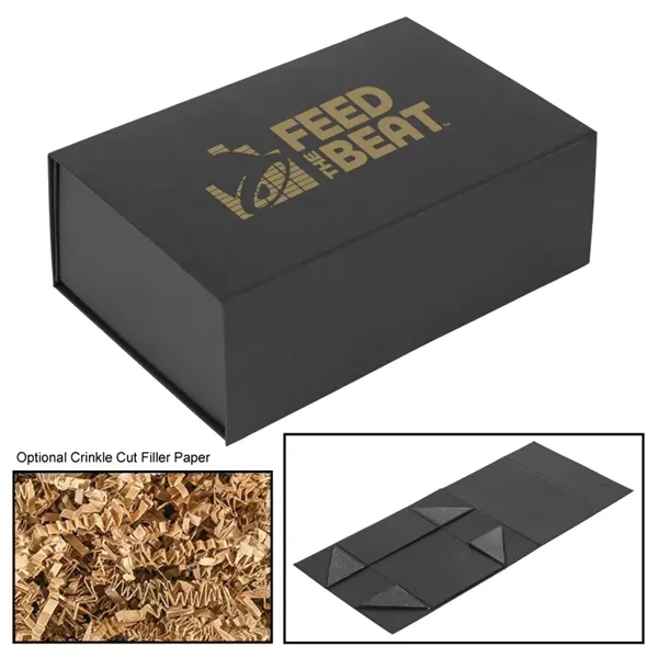 Folding black matte cardboard gift box for storing and presenting branded... from ASI 57655 STOPNGO Line