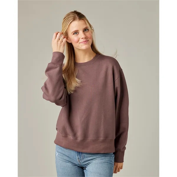 Relaxed boxy fleece crew for women with a smooth print-ready face,... from ASI 72657 Active Life Promo / Active Life