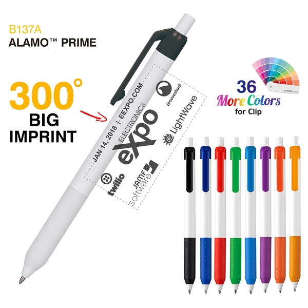 Alamo™ Prime medium point retractable style pen with a co-molded soft... from ASI 82498 RiteLine LLC