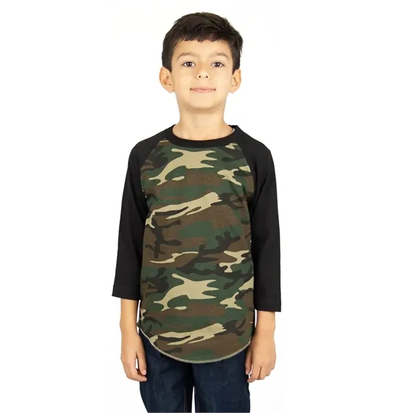 Shaka Wear Youth Three-Quarter Sleeve Camo Raglan T-Shirt... from ASI 84358 S&S Activewear