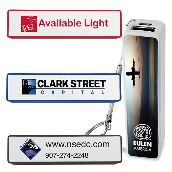 Lord rectangular power bank with a detachable key ring and 2200... from ASI 90859 Tempo Industries Inc / Tempoline