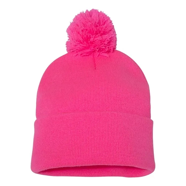 Knit cap with pom-pom on top, blank.... from ASI 84358 S&S Activewear