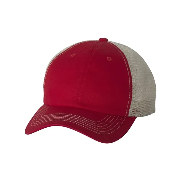 Ultra-soft contrast stitch mesh cap. Blank product.... from ASI 84358 S&S Activewear