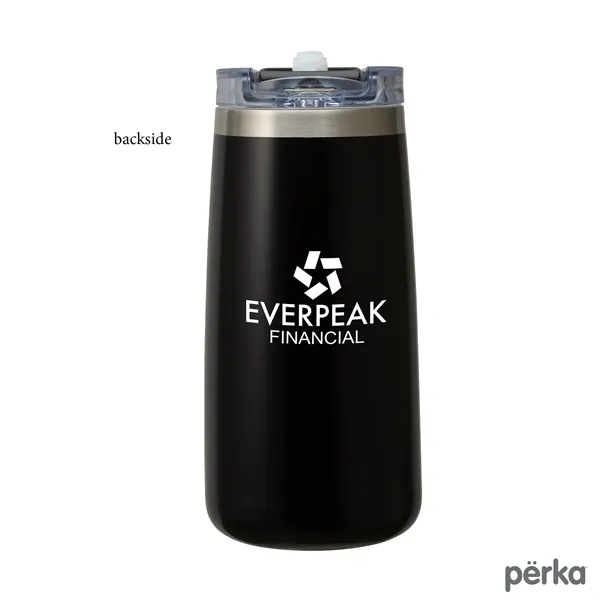 3.38" x 7.31" x 3.38" Perka® Erie 16-ounce double-wall stainless steel... from ASI 67866 Logomark/Valumark