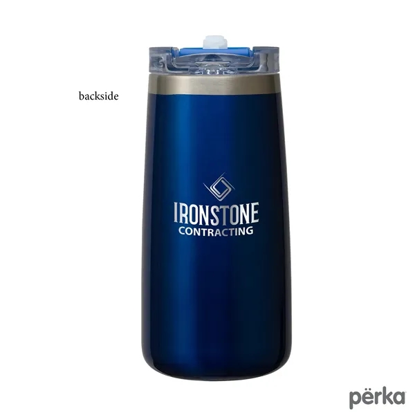3.38" x 7.31" x 3.38" Perka® Erie 16-ounce double-wall stainless steel... from ASI 67866 Logomark/Valumark