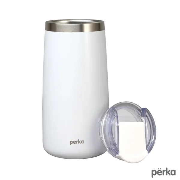 3.38" x 7.31" x 3.38" Perka® Erie 16-ounce double-wall stainless steel... from ASI 67866 Logomark/Valumark