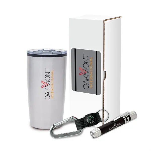 Victory safety gift set with 20 ounce stainless steel tumbler, aluminum... from ASI 67866 Logomark/Valumark