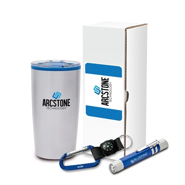 Victory safety gift set with 20 ounce stainless steel tumbler, aluminum... from ASI 67866 Logomark/Valumark