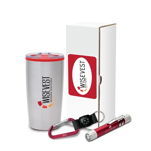 Victory safety gift set with 20 ounce stainless steel tumbler, aluminum... from ASI 67866 Logomark/Valumark