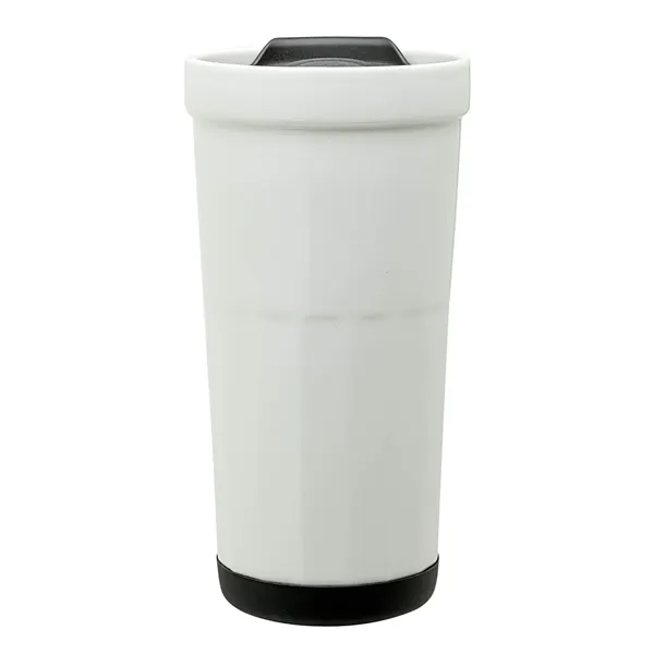 3.5" x 7.12" x 3.62" double-walled ceramic 16-ounce tumbler with rubber... from ASI 67866 Logomark/Valumark