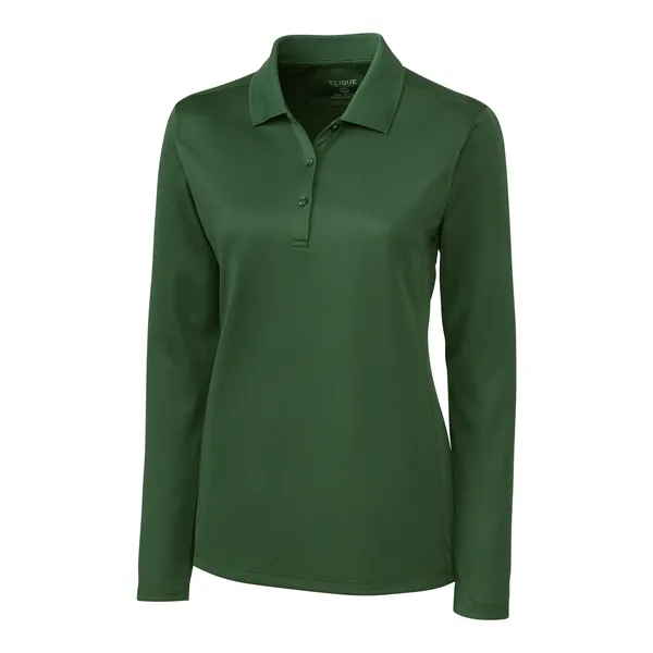 Women's polo with long sleeves, moisture-wicking performance, rib-knit collar, and three-button... from ASI 47965 Cutter & Buck