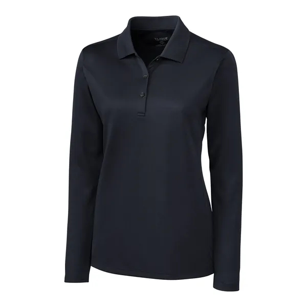Women's polo with long sleeves, moisture-wicking performance, rib-knit collar, and three-button... from ASI 47965 Cutter & Buck