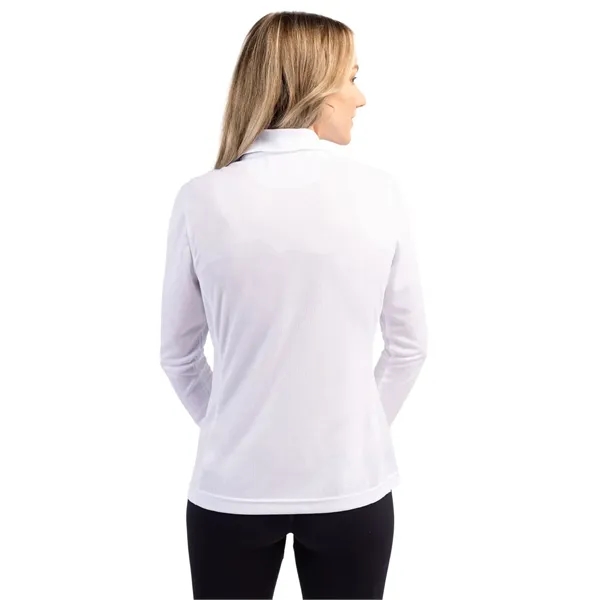 Women's polo with long sleeves, moisture-wicking performance, rib-knit collar, and three-button... from ASI 47965 Cutter & Buck