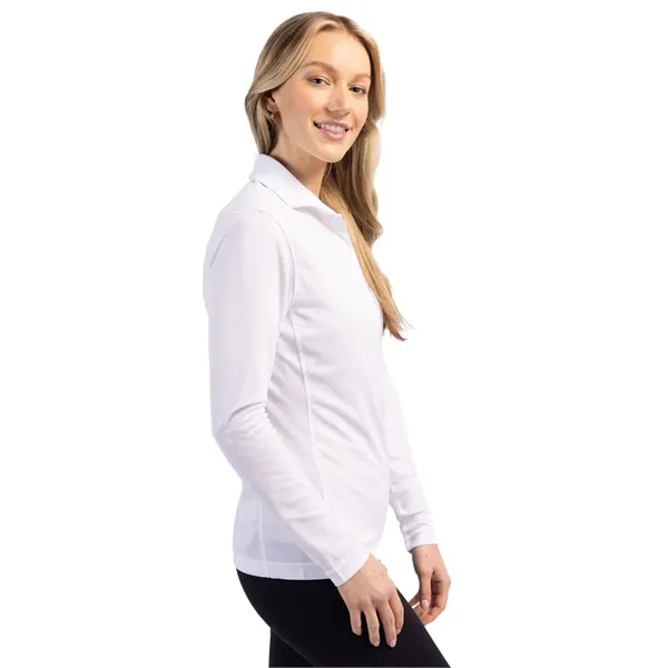Women's polo with long sleeves, moisture-wicking performance, rib-knit collar, and three-button... from ASI 47965 Cutter & Buck