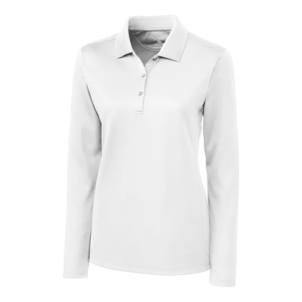 Women's polo with long sleeves, moisture-wicking performance, rib-knit collar, and three-button... from ASI 47965 Cutter & Buck