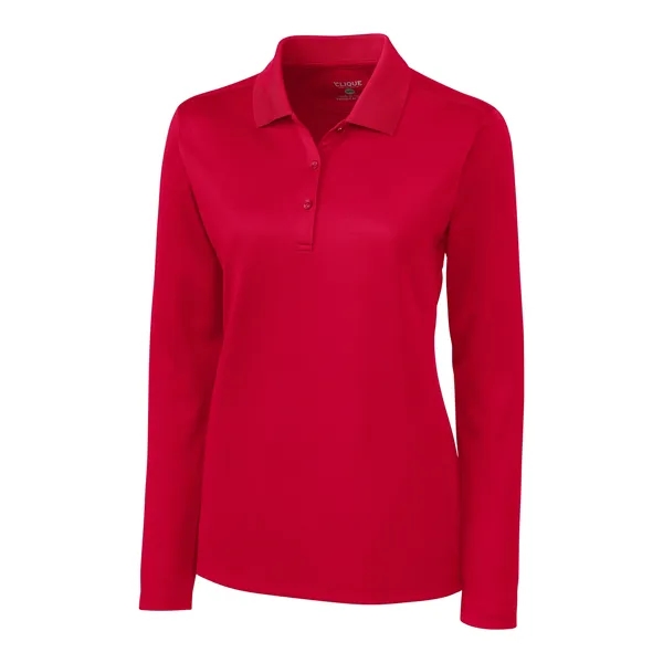 Women's polo with long sleeves, moisture-wicking performance, rib-knit collar, and three-button... from ASI 47965 Cutter & Buck