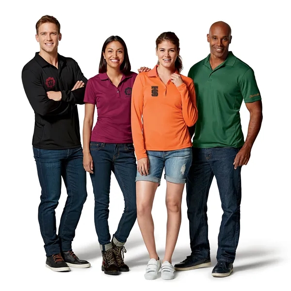 Men's polo with long sleeves, moisture-wicking performance, 3-button placket, and rib-knit... from ASI 47965 Cutter & Buck