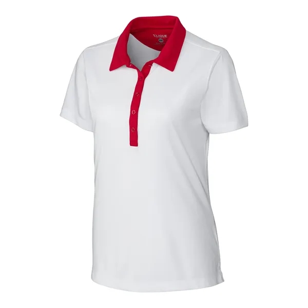 Women's polo with short sleeves, self-fabric collar, three-button placket, and open... from ASI 47965 Cutter & Buck
