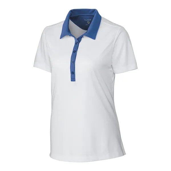 Women's polo with short sleeves, self-fabric collar, three-button placket, and open... from ASI 47965 Cutter & Buck