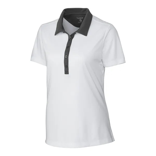 Women's polo with short sleeves, self-fabric collar, three-button placket, and open... from ASI 47965 Cutter & Buck